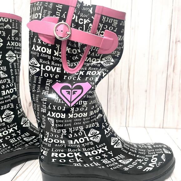 New in Box Roxy Puddles Rain Boots Text Print Size 10 - Picture 7 of 13